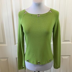 Knit chic Lime Green Knit Grommet Sweater S